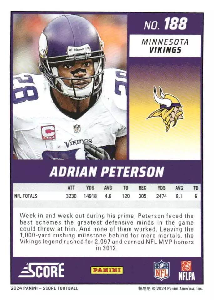2024 Panini Score Football Adrian Peterson Minnesota Vikings #188