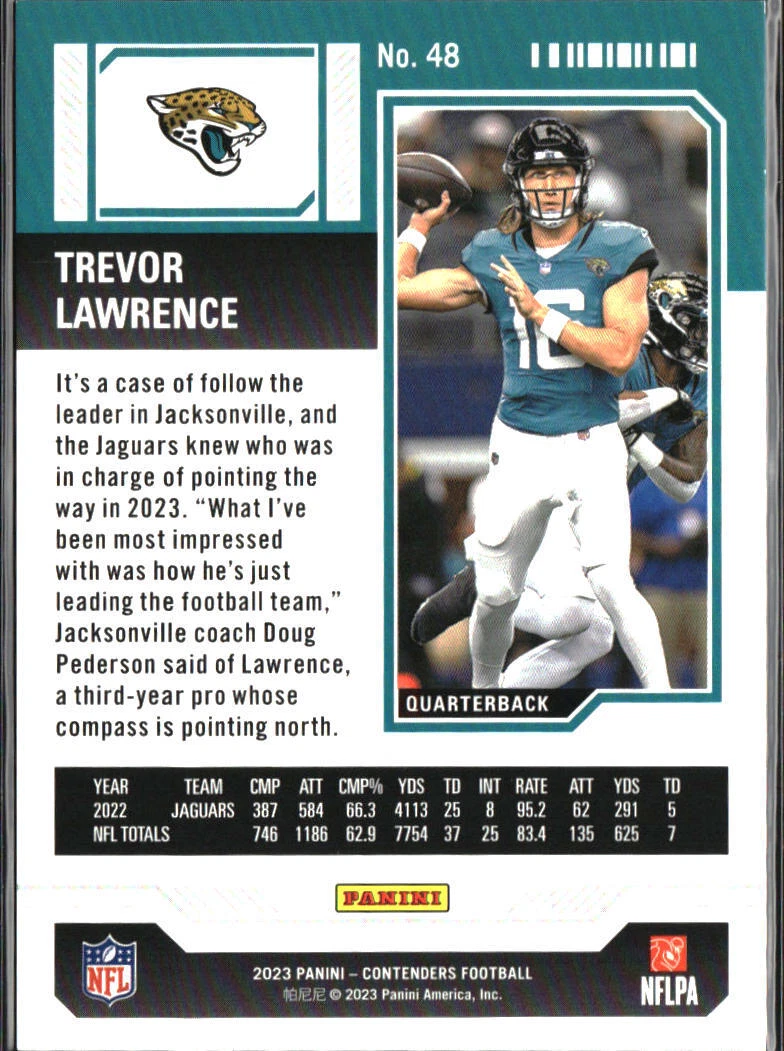 2023 Panini Contenders Bronze Parallel Trevor Lawrence Jacksonville Jaguars #48
