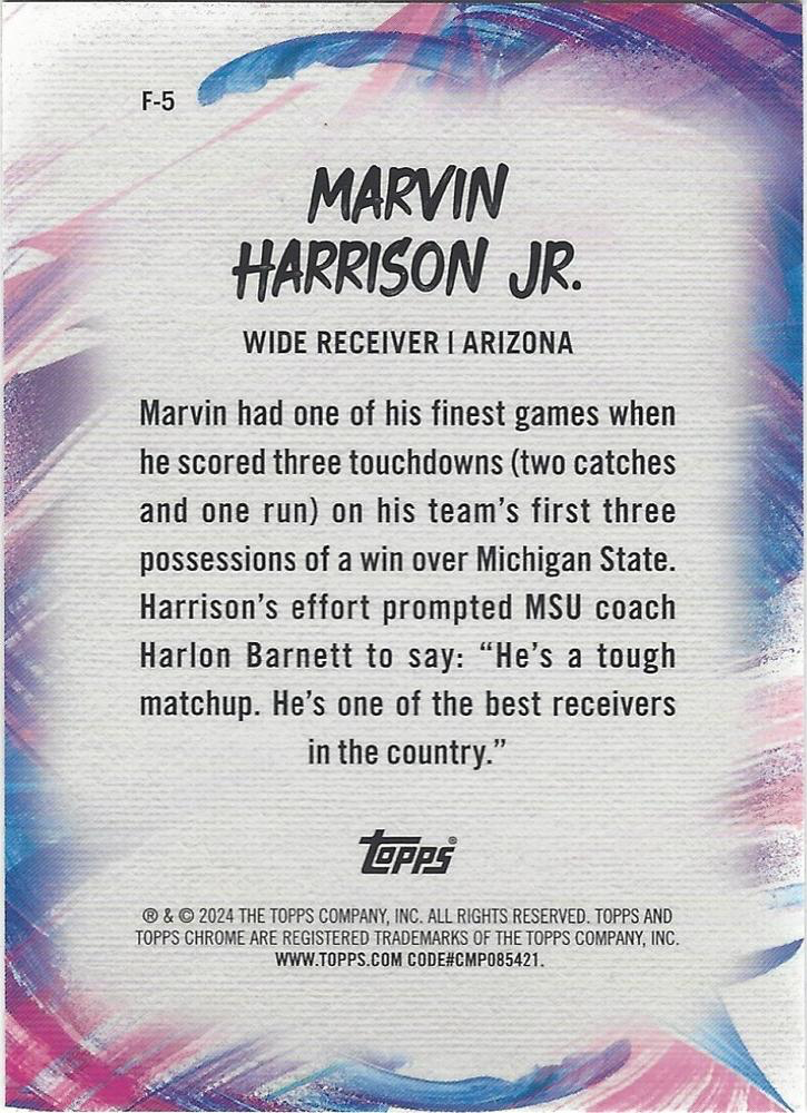 2024 Topps Chrome Finesse X-Fractor Marvin Harrison Jr. #F-5 Arizona Cardinals