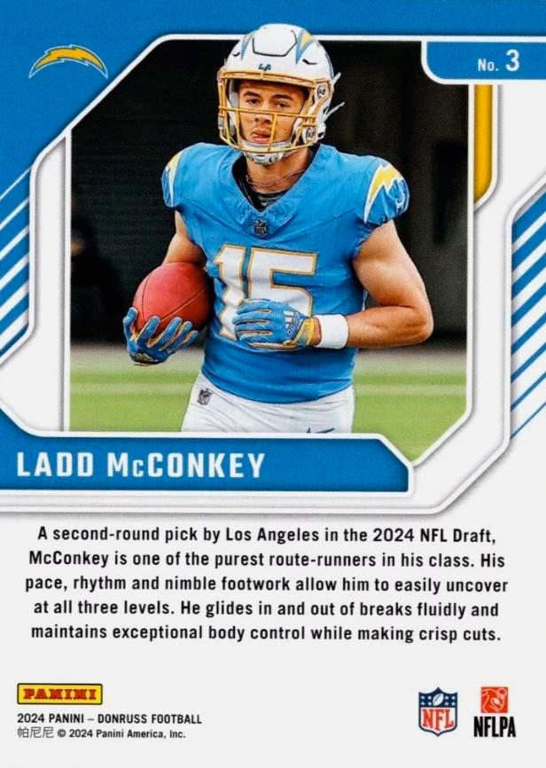 2024 Panini Donruss Elite Series Ladd McConkey #3 Los Angeles Chargers