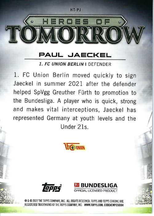 2021 Topps Chrome Bundesliga Heroes Paul Jaeckel #HT-PJ 1. FC Union Berlin