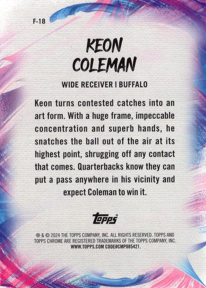 2024 Topps Chrome Finesse Keon Coleman #F-18 Buffalo Bills