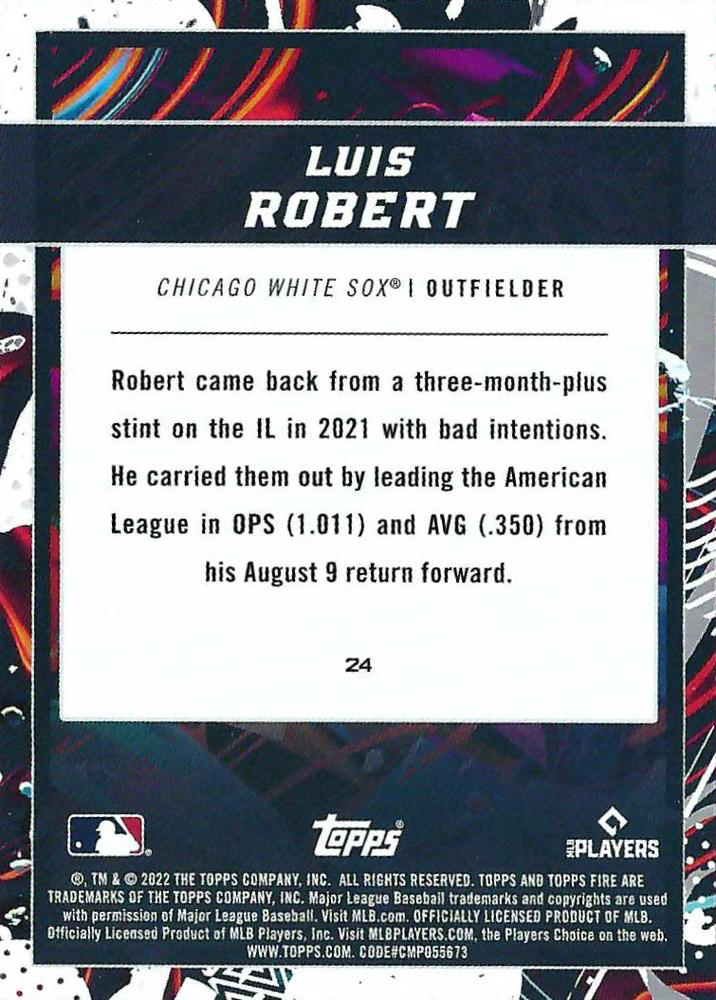 2022 Topps Fire Luis Robert Chicago White Sox #24