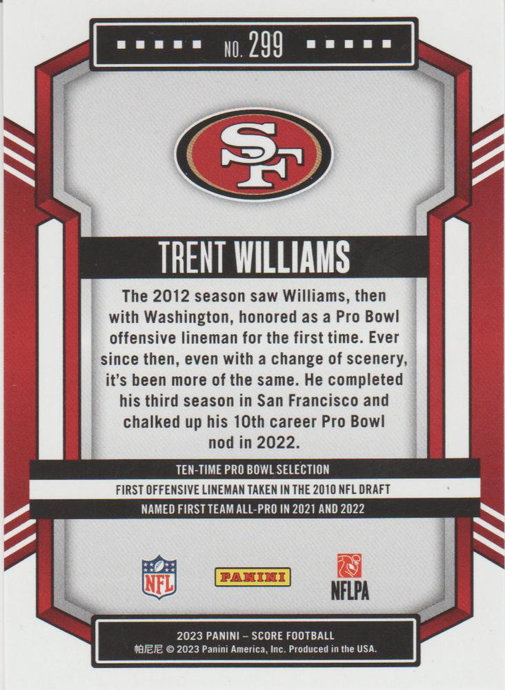 2023 Panini Score Football Trent Williams San Francisco 49ers #299