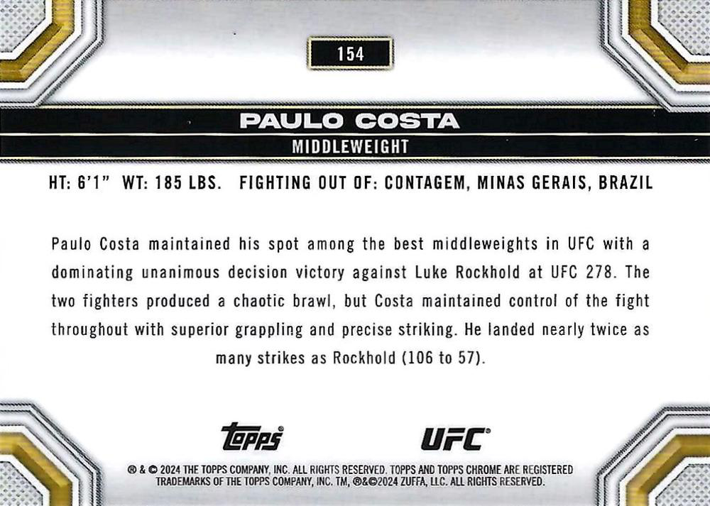 2024 Topps Chrome UFC Paulo Costa #154