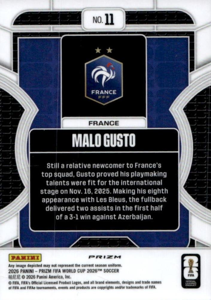 2026 Panini Prizm FIFA World Cup Phenomenon Silver Malo Gusto #11 France