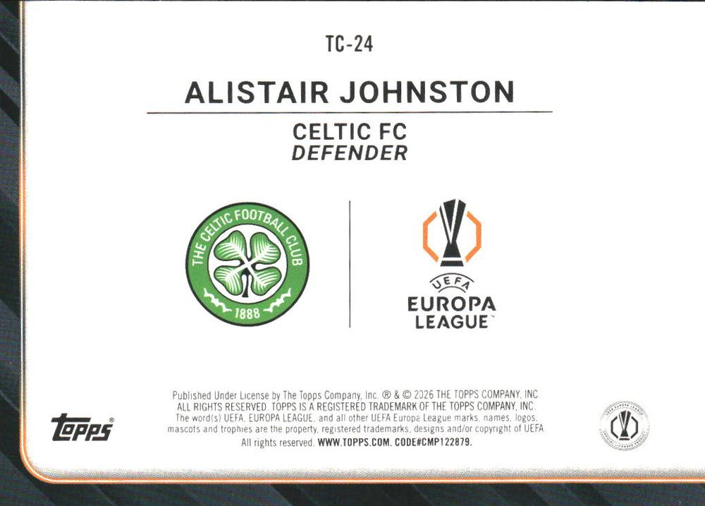 2025 Topps Flagship UCC Trophy Chasers Alistair Johnston #TC-24 Celtic FC
