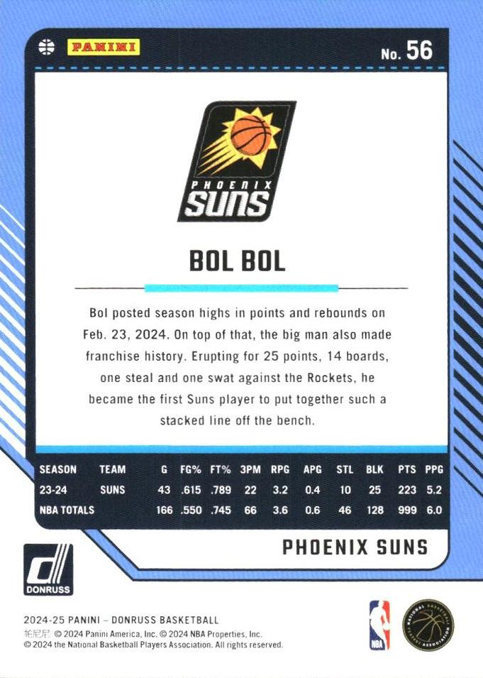 2024 Panini Donruss Bol Bol #56 Phoenix Suns