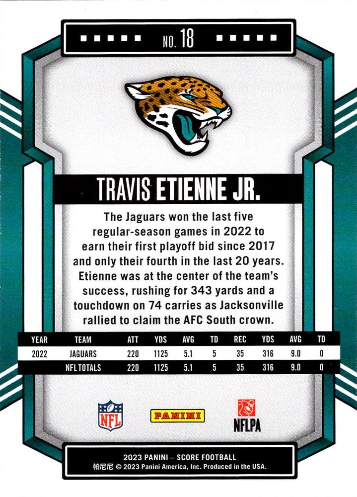 2023 Panini Score Football Travis Etienne Jr. Jacksonville Jaguars #18