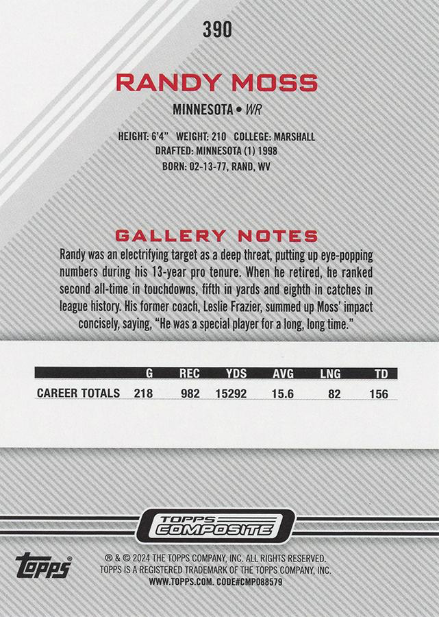 2023 Topps Composite Football Randy Moss Gallery #390 Minnesota Vikings