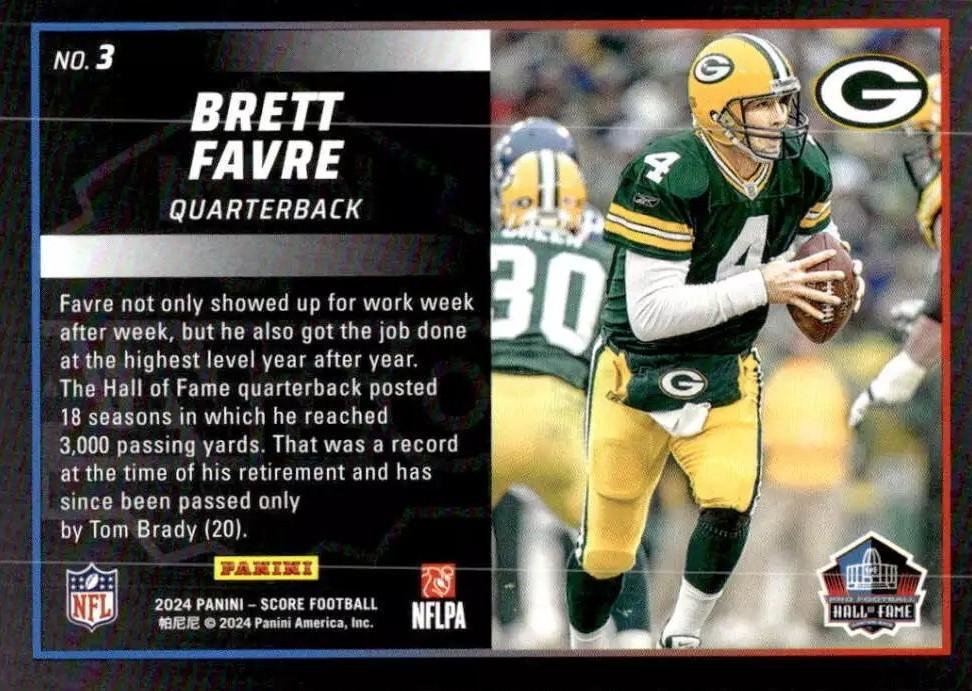 2024 Panini Score Football Men of Canton Brett Favre Green Bay Packers #3