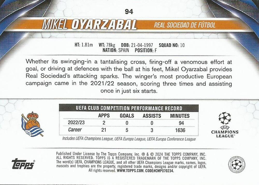 2023 Topps UCC Mikel Oyarzabal #94 Real Sociedad