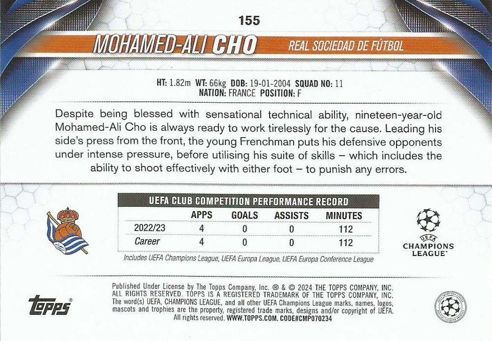 2023 Topps UCC Mohamed-Ali Cho Future Stars #155 Real Sociedad