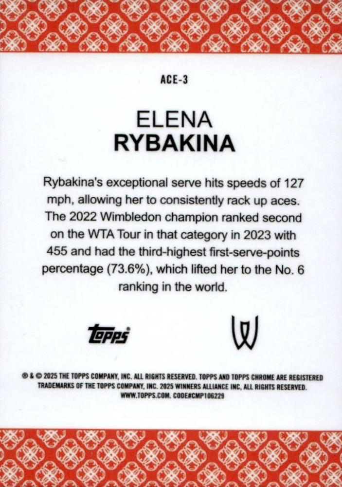 2025 Topps Chrome Tennis Aces Geometric Elena Rybakina #ACE-3