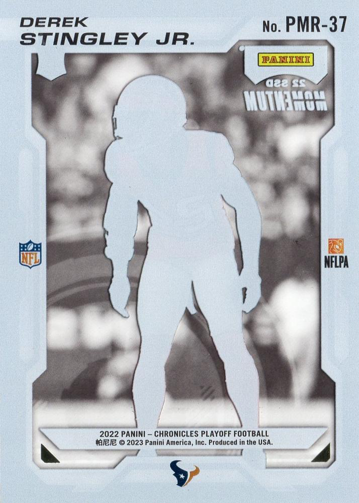 2022 Panini Chronicles Playoff Momentum Rookies RC Derek Stingley Jr. #PMR-37 Houston Texans
