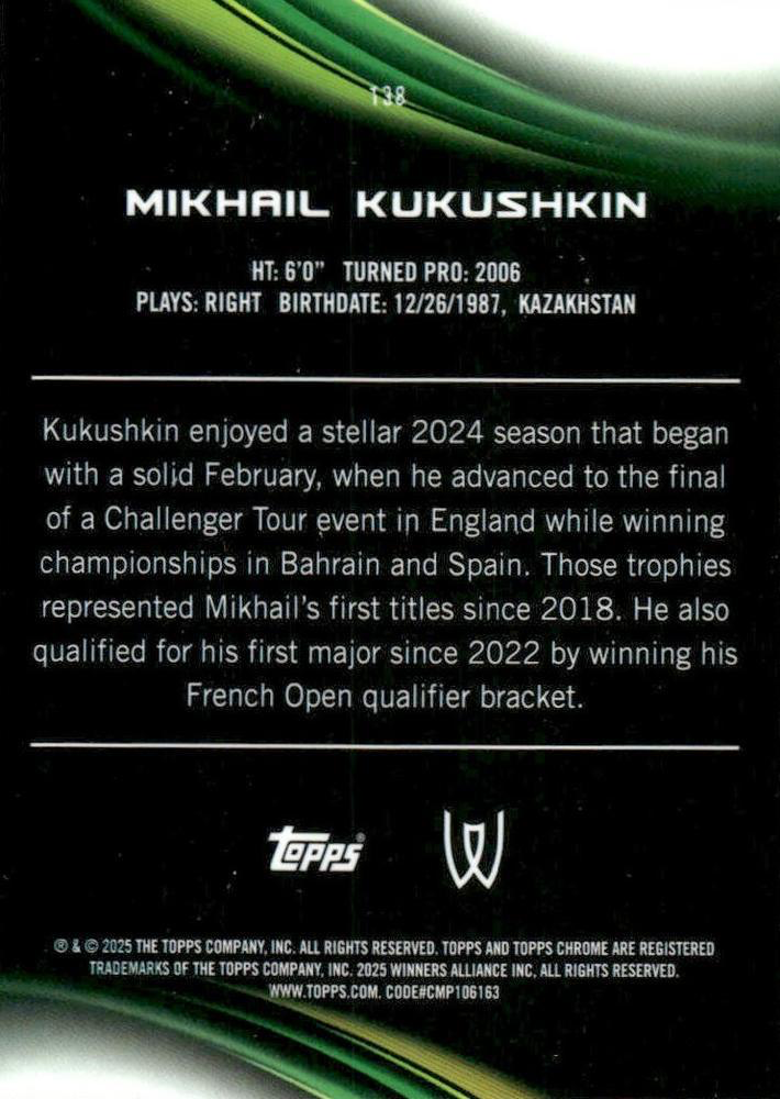 2025 Topps Chrome Tennis Geometric Mikhail Kukushkin RC #138