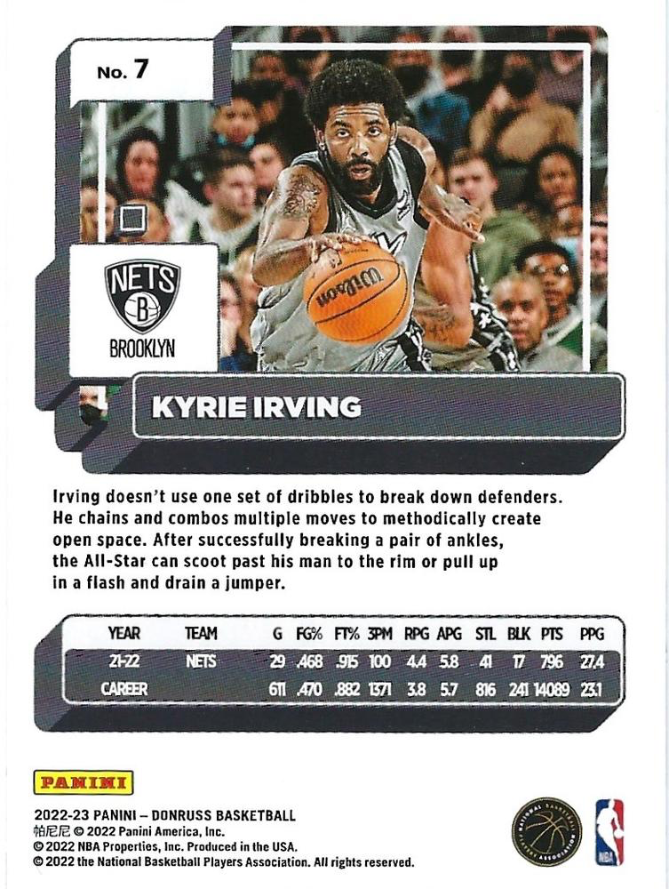 2022 Panini Donruss Kyrie Irving #7 Brooklyn Nets
