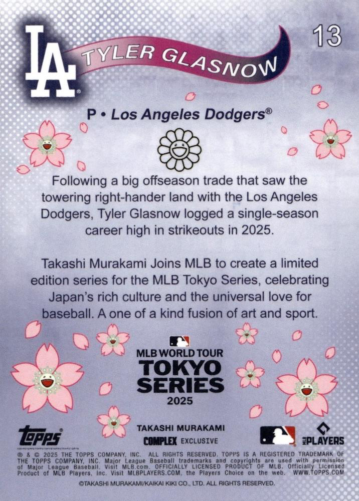 2025 Topps Tokyo Series Tyler Glasnow #13 Los Angeles Dodgers