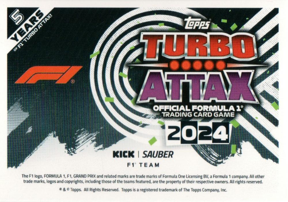 2024 Topps Turbo Attax F1 Valtteri Bottas #86 Stake F1 Team KICK Sauber