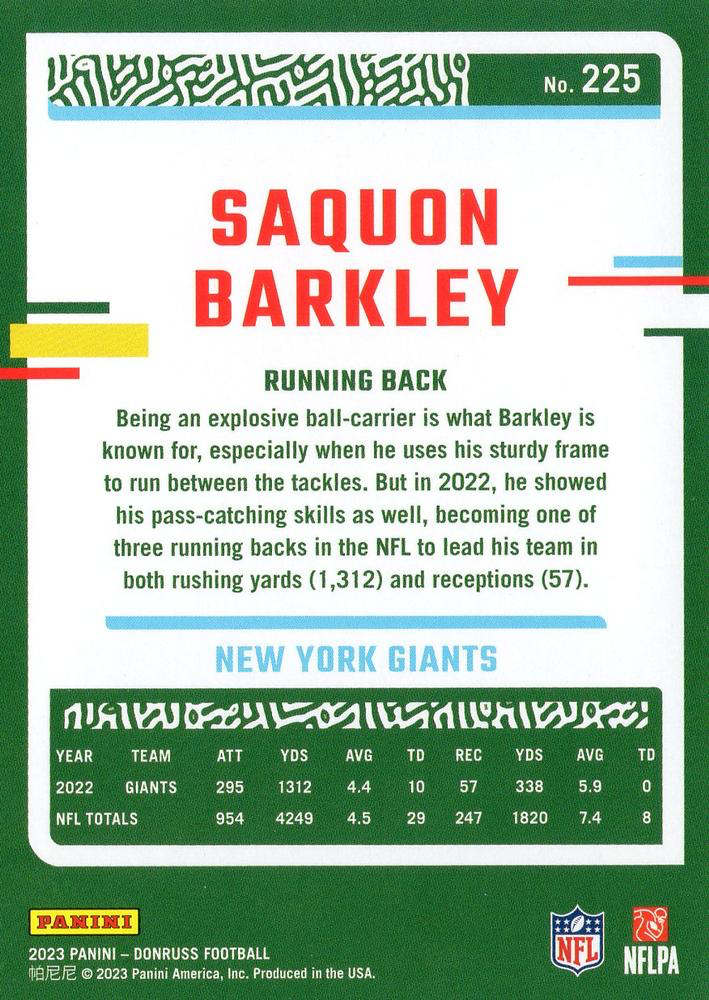 2023 Panini Donruss Saquon Barkley #225 New York Giants