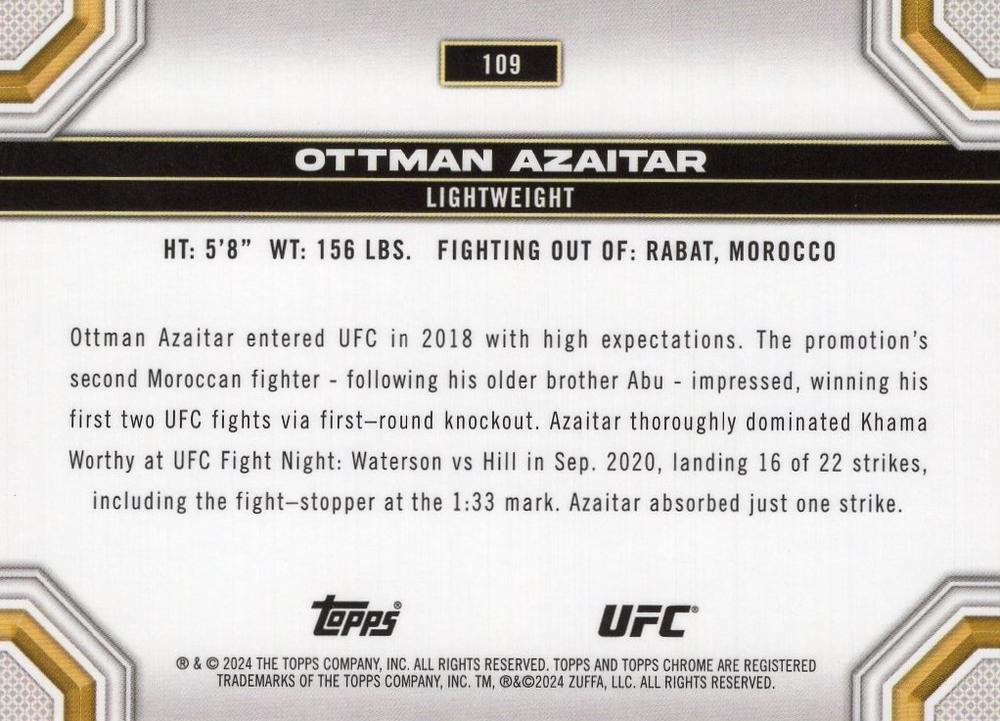 2024 Topps Chrome UFC Ottman Azaitar RC #109