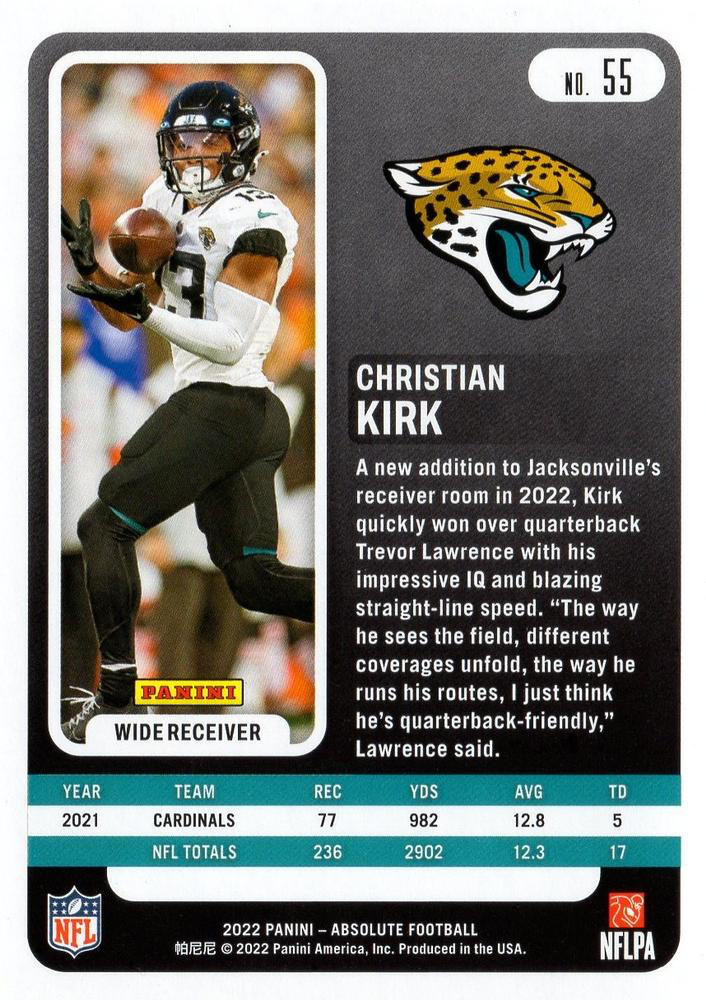 2022 Panini Absolute Christian Kirk #55 Jacksonville Jaguars