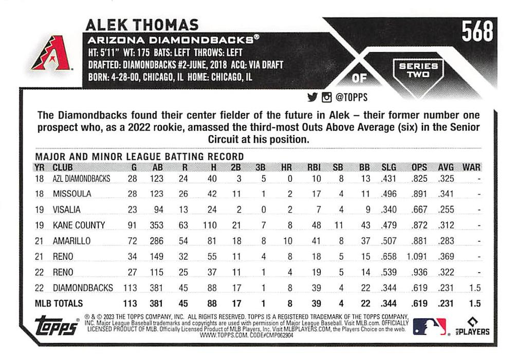 2023 Topps Series 2 Alek Thomas FS Arizona Diamondbacks #568