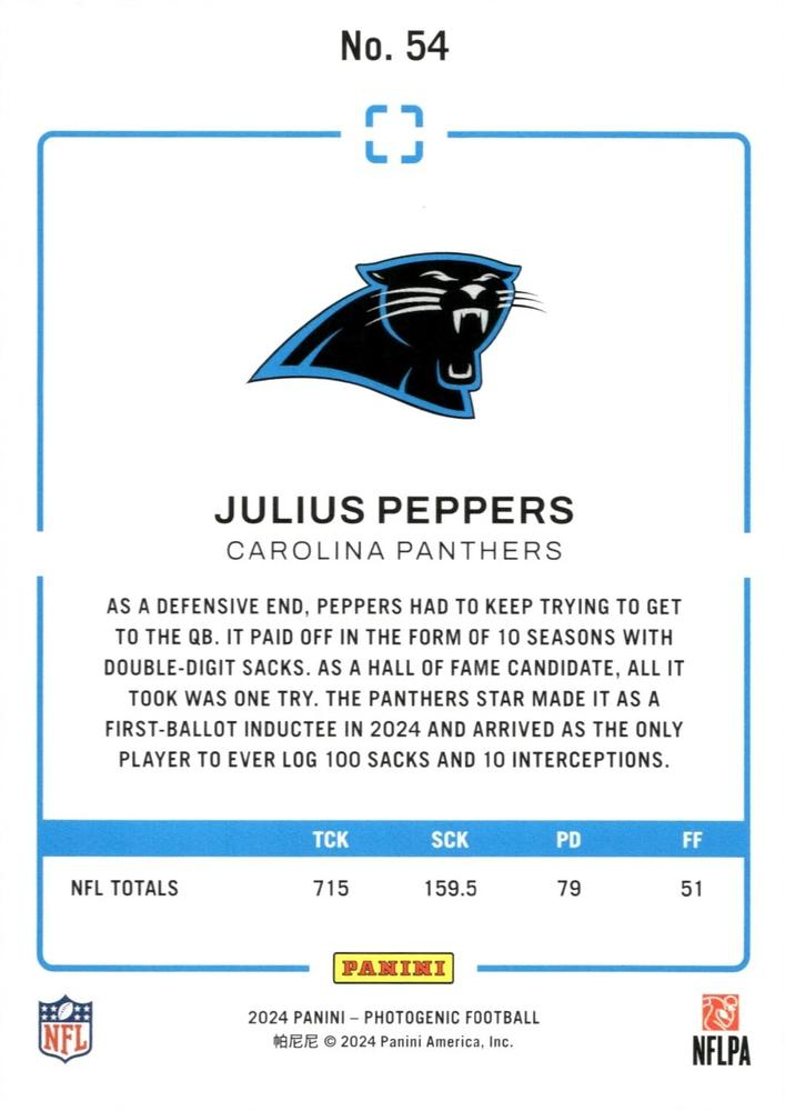 2024 Panini Photogenic Julius Peppers #54 Carolina Panthers