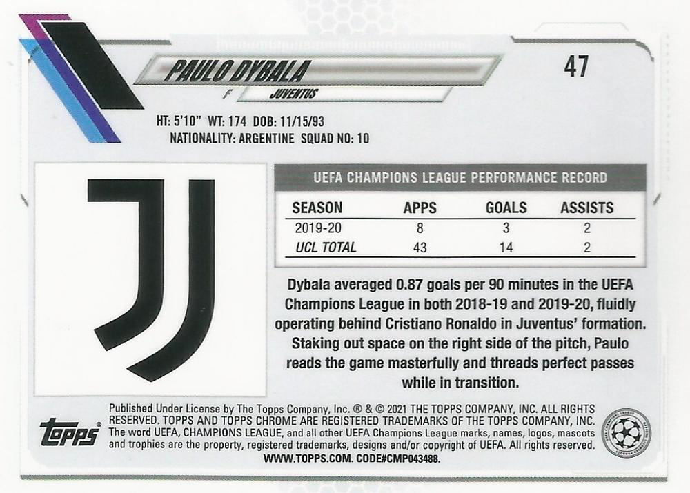 2020 Topps Chrome UCC Paulo Dybala #47 Juventus
