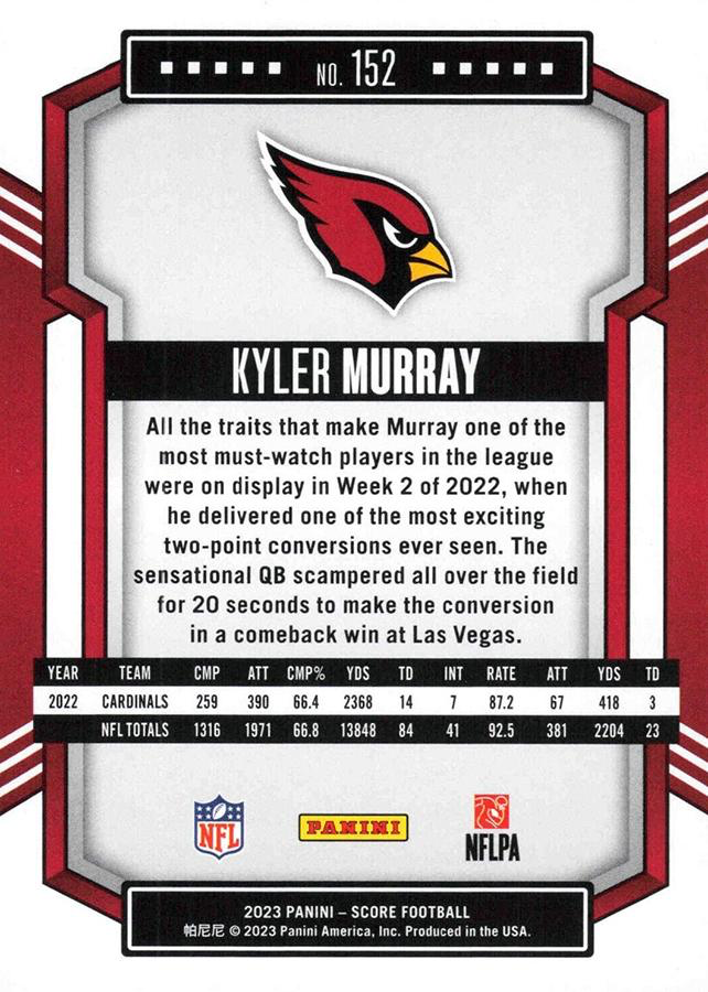2023 Panini Score Football Kyler Murray Arizona Cardinals #152