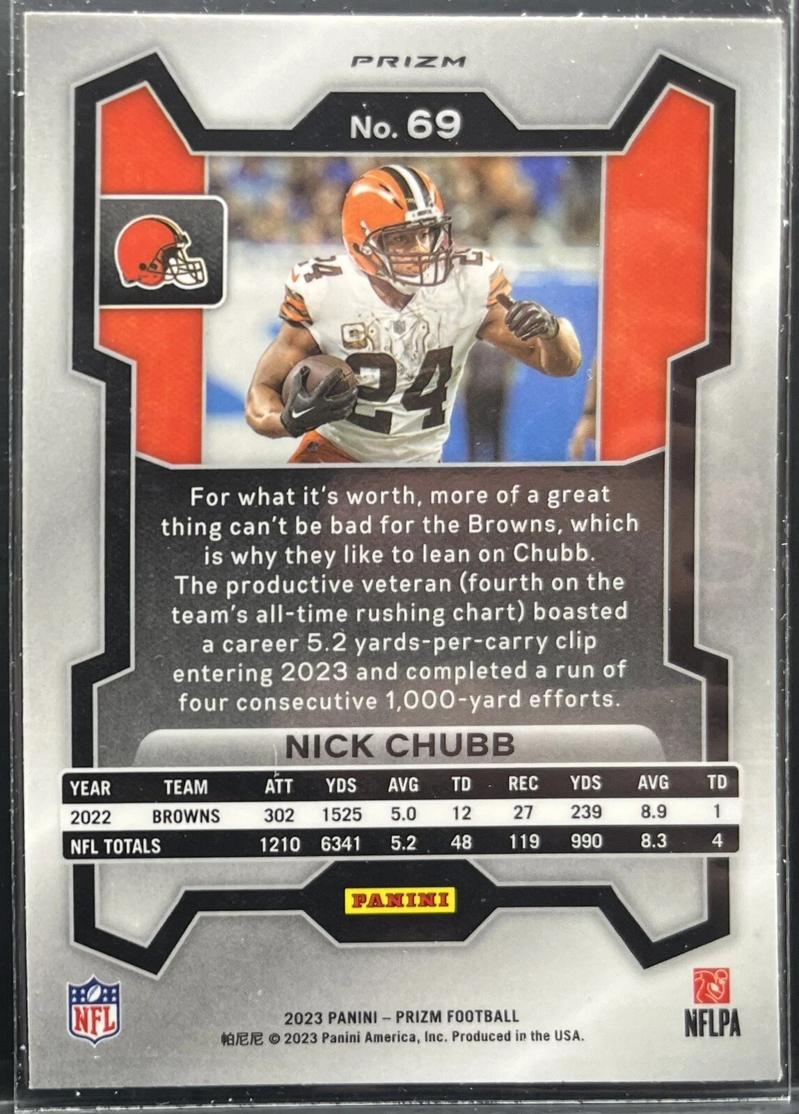 2023 Panini Prizm Red White and Blue Nick Chubb Cleveland Browns #69