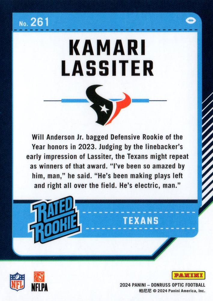 2024 Donruss Optic Football Rated Rookie Kamari Lassiter RC Houston Texans #261