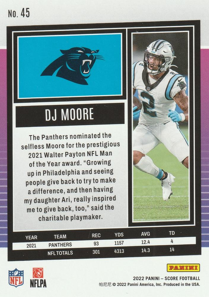 2022 Panini Score DJ Moore Carolina Panthers #45