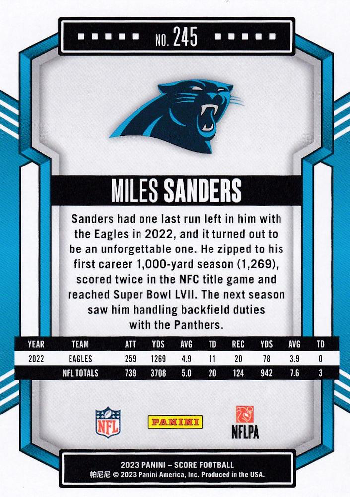 2023 Panini Score Football Miles Sanders Carolina Panthers #245