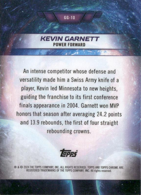 2023 Topps Chrome Cosmic Galaxy Greats Kevin Garnett #GG-10 Minnesota Timberwolves