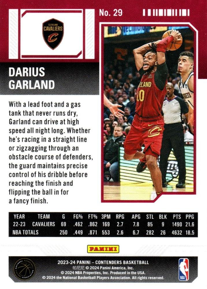 2023 Panini Contenders Darius Garland #29 Cleveland Cavaliers