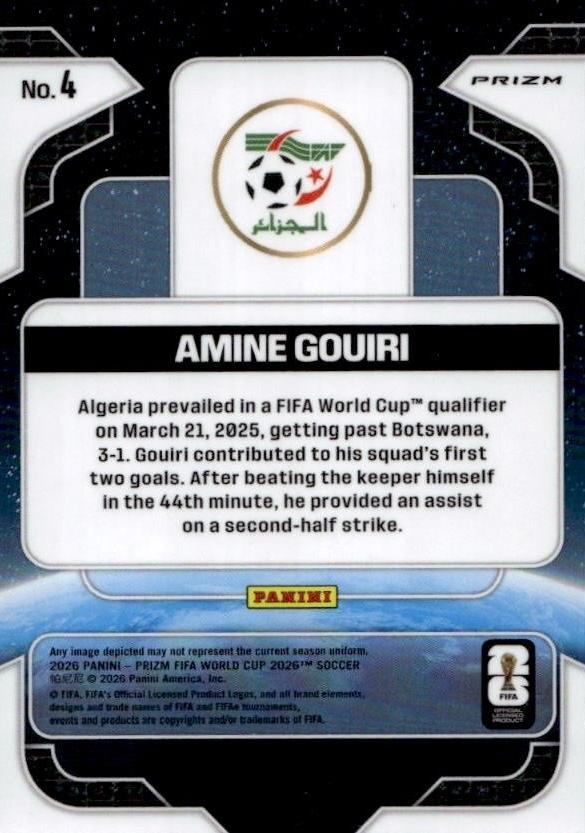 2026 Panini Prizm World Cup Global Reach Silver Amine Gouiri #4 Algérie