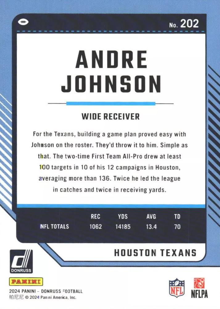 2024 Panini Donruss Andre Johnson Houston Texans #202