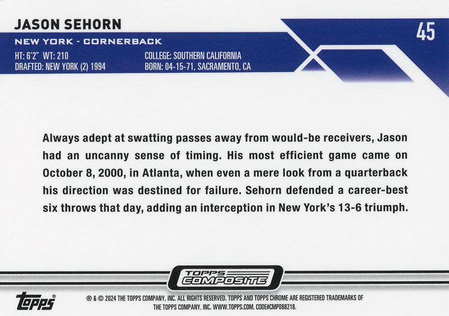 2023 Topps Composite Football Jason Sehorn Chrome #45 New York Giants