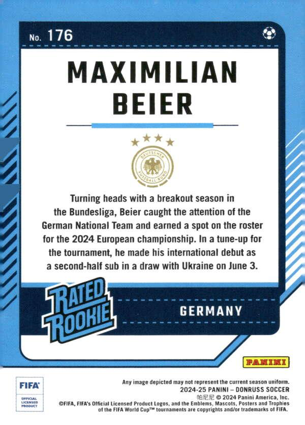 2024 Panini Donruss Maximilian Beier Rated Rookie RC #176 Germany