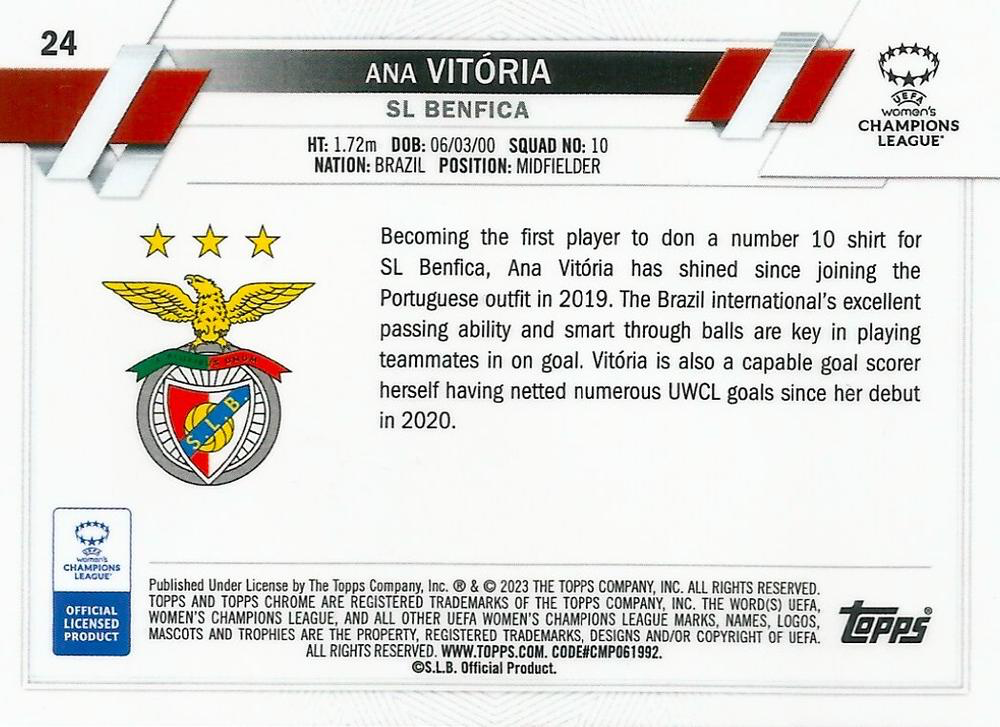 2022 Topps Chrome UCC Women's Ana Vitoria #24 S.L. Benfica