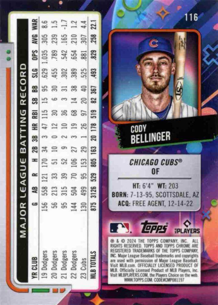 2024 Topps Cosmic Chrome Cody Bellinger Chicago Cubs #116