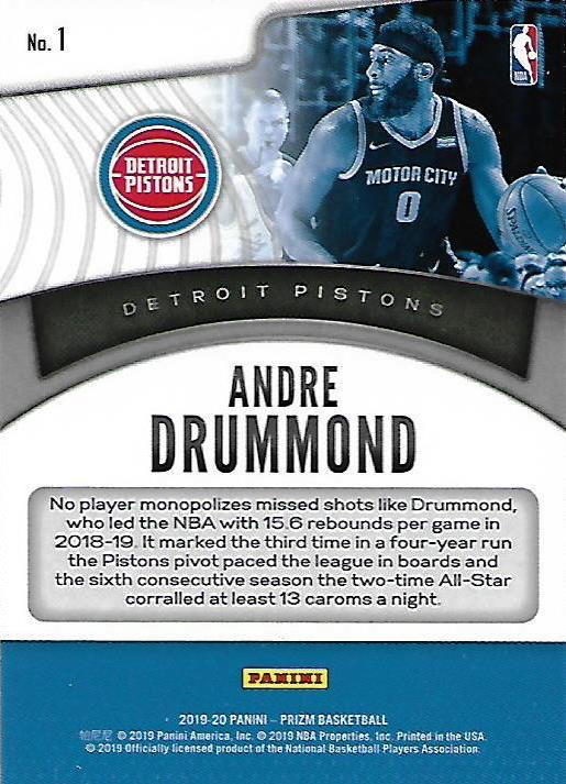 2019 Panini Prizm Dominance Andre Drummond #1 Detroit Pistons