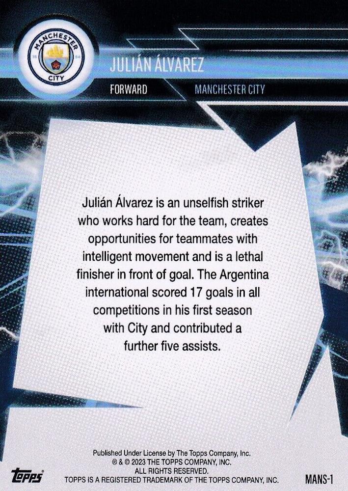 2023 Topps Manchester City Fan Set Super Electric Julián Álvarez #MANS-1