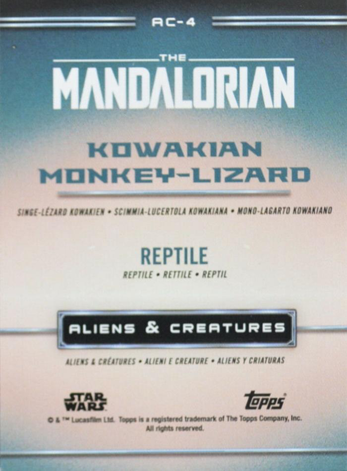 2021 Topps Star Wars The Mandalorian Aliens & Creatures Kowakian Monkey-Lizard #AC-4