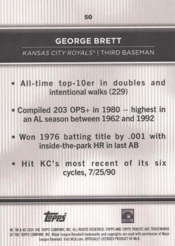 2024 Topps Tribute George Brett Kansas City Royals #50