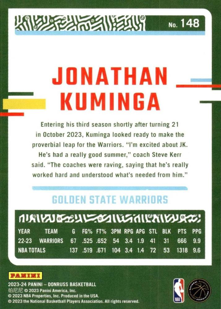2023 Panini Donruss Jonathan Kuminga #148 Golden State Warriors