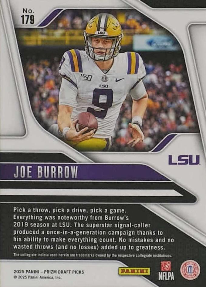 2025 Panini Prizm Draft Picks Joe Burrow #179 LSU Tigers