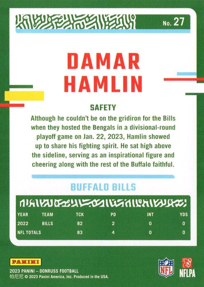 2023 Panini Donruss Damar Hamlin #27 Buffalo Bills
