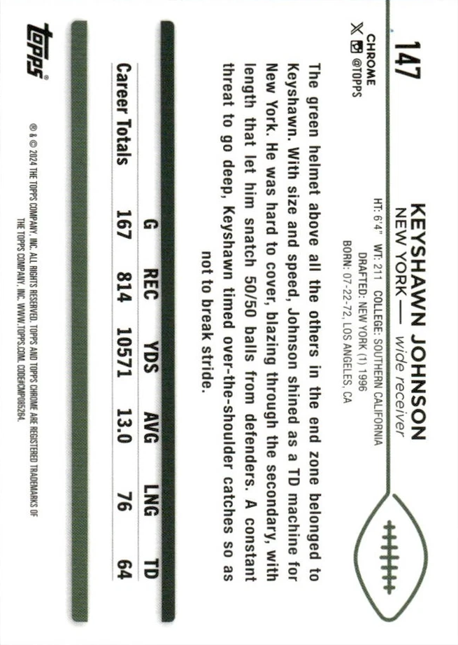 2024 Topps Chrome Football X- Fractor Keyshawn Johnson #147 New York Jets
